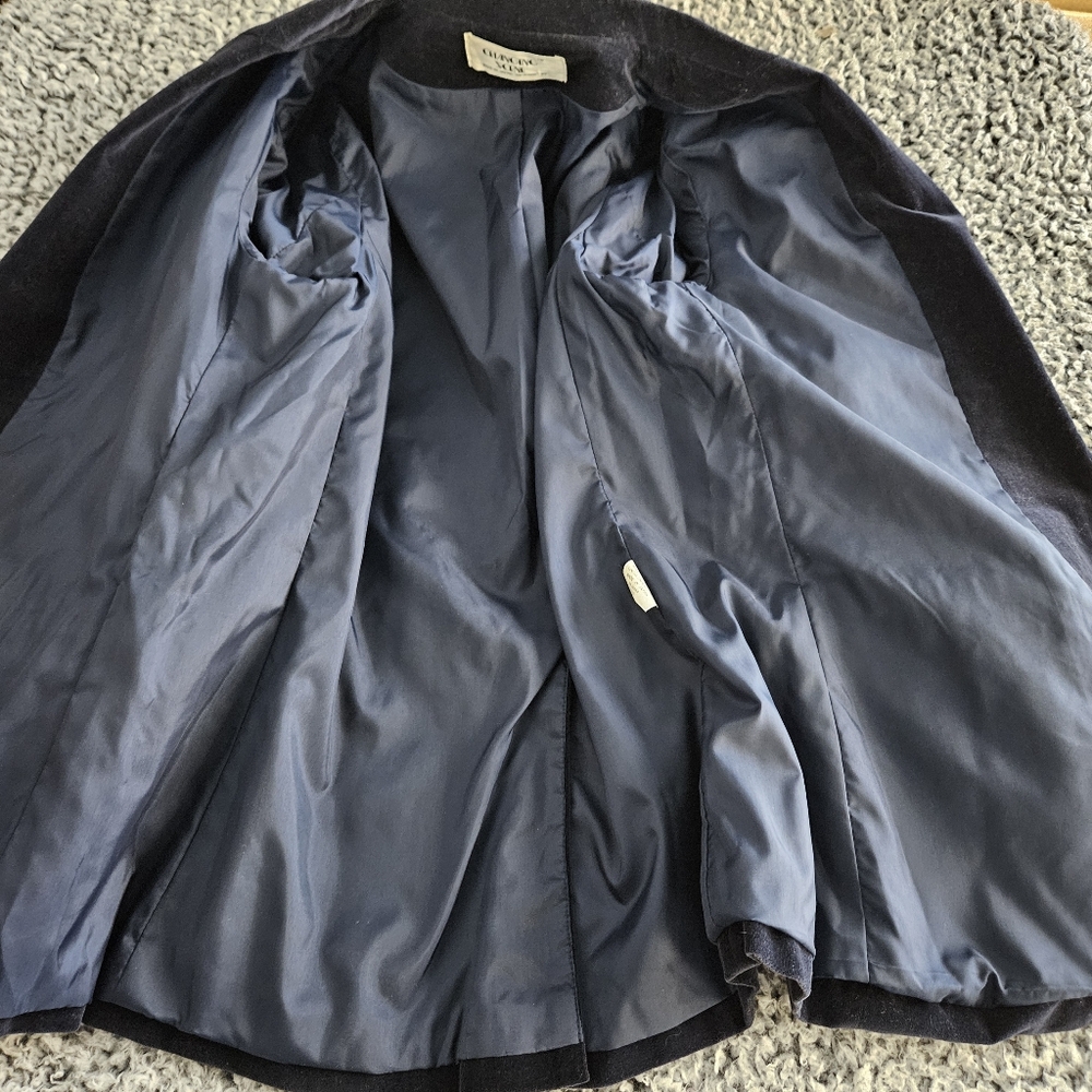 Vintage Women's Blue Velvet Blazer Size 18 Large L Changing Scene Made in Japan - Picture 5 of 13